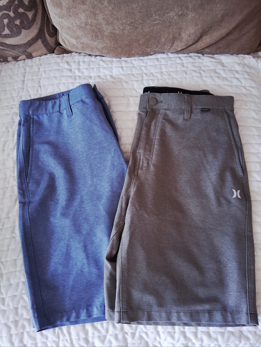 Two HURLEY Flat Front Bermuda Board Short Preppy Blue And Gray sz: 32